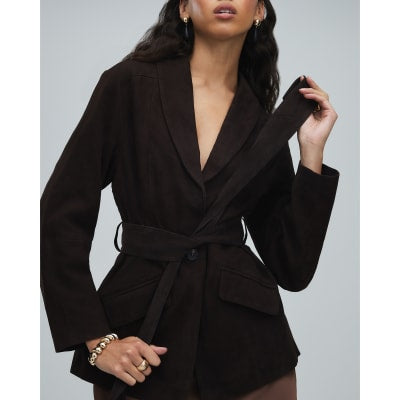 Brown Belted Suede Jacket