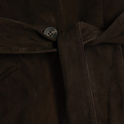 Brown Belted Suede Jacket