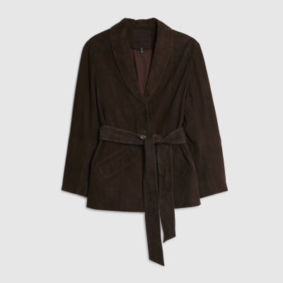 Brown Belted Suede Jacket