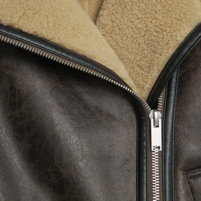 Brown Borg Lined Aviator Jacket