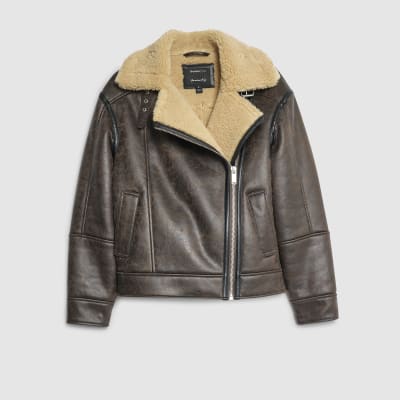 Brown Borg Lined Aviator Jacket