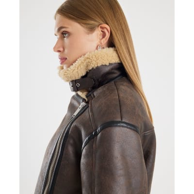 Brown Borg Lined Aviator Jacket