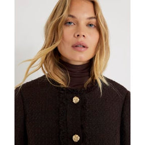 Brown Boucle Button Up Jacket
