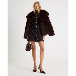 Brown Boucle Button Up Jacket