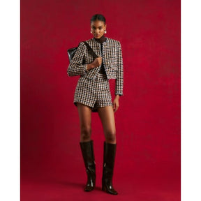 Brown Boucle Check Trophy Jacket