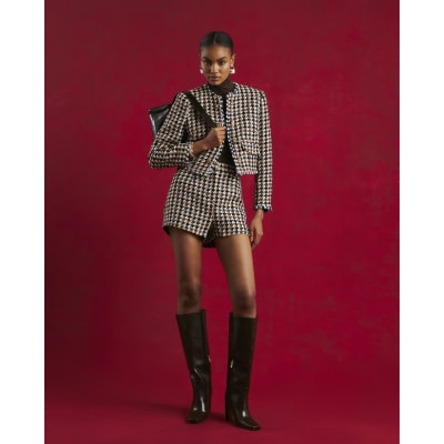 Brown Boucle Check Trophy Jacket