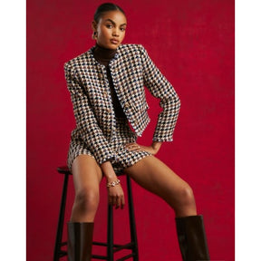 Brown Boucle Check Trophy Jacket