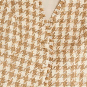Brown Boucle Dogtooth Tailored Top