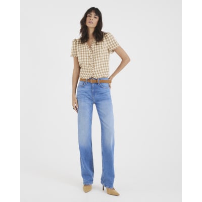 Brown Boucle Dogtooth Tailored Top