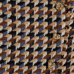 Brown Boucle Short Sleeve Check Mini Dress