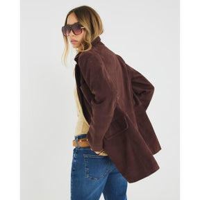 Brown Boxy Fit Suede Blazer