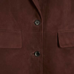 Brown Boxy Fit Suede Blazer