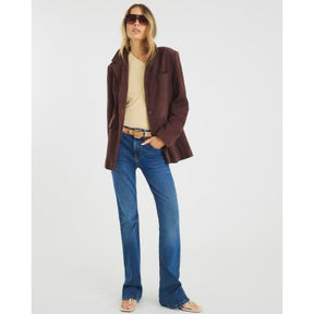 Brown Boxy Fit Suede Blazer