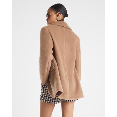 Brown Brushed Faux Wool Blazer