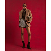 Brown Brushed Faux Wool Blazer