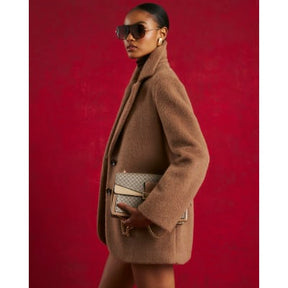 Brown Brushed Faux Wool Blazer