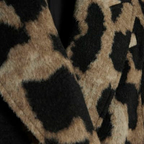 Brown Brushed Leopard Print Coat