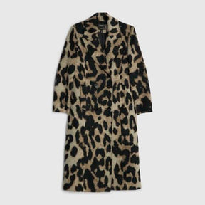 Brown Brushed Leopard Print Coat