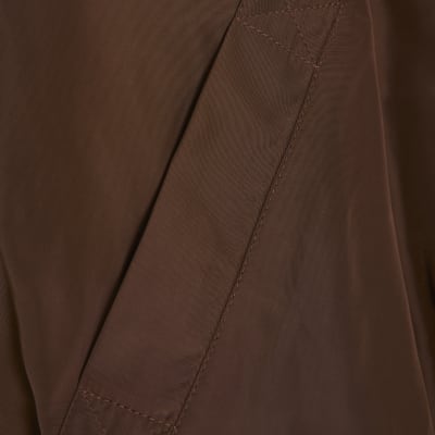 Brown Bubble Hem Bomber Jacket
