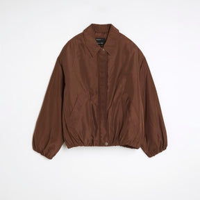 Brown Bubble Hem Bomber Jacket