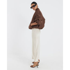 Brown Bubble Hem Bomber Jacket