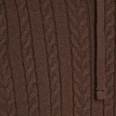 Brown Cable Knit Hoodie