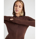 Brown Cable Knit Hoodie