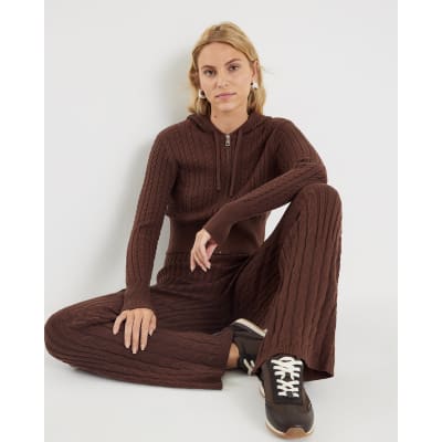 Brown Cable Knit Trousers