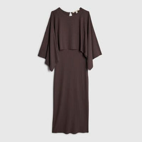 Brown Cape Midi Dress