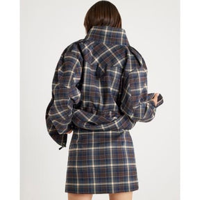 Brown Check A Line Mini Skirt