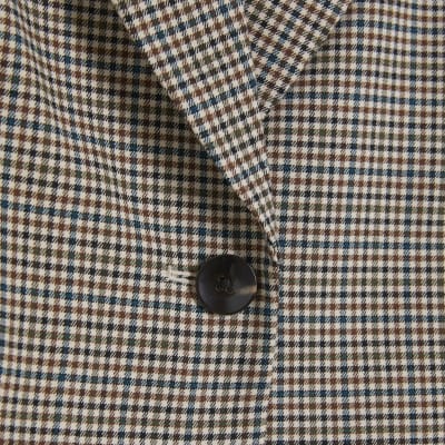 Brown Check Hybrid Cropped Blazer