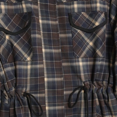 Brown Check Long Sleeve High Neck Jacket