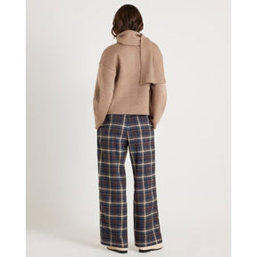 Brown Check Wide Leg Trousers