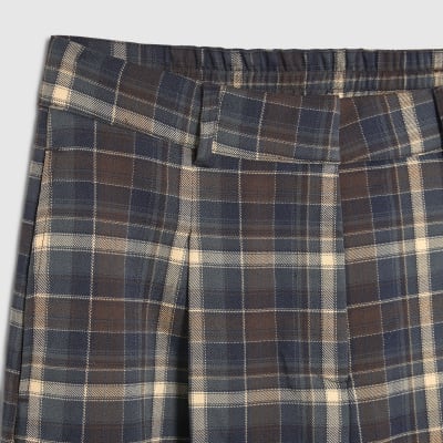 Brown Check Wide Leg Trousers
