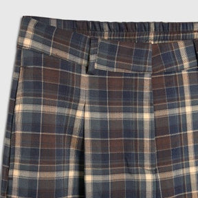 Brown Check Wide Leg Trousers