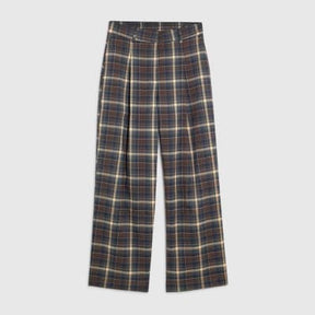 Brown Check Wide Leg Trousers