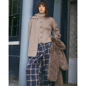 Brown Check Wide Leg Trousers