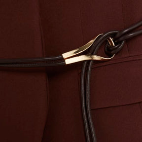 Brown Cocoon Sleeve Belted Blazer