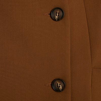 Brown Collarless Blazer