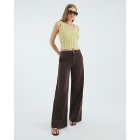 Brown Corduroy Wide Leg Trousers