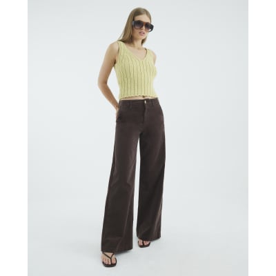 Brown Corduroy Wide Leg Trousers