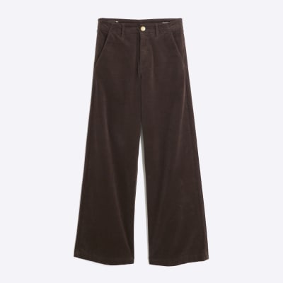 Brown Corduroy Wide Leg Trousers