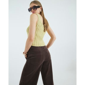 Brown Corduroy Wide Leg Trousers