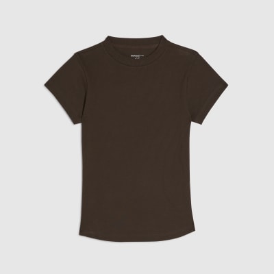 Brown Cotton Fitted Top