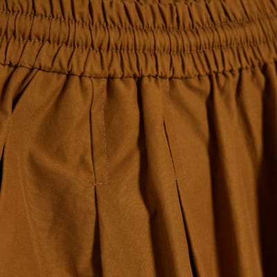 Brown Cotton Poplin Barrel Leg Trousers