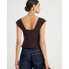 Brown Cowl neck Corset Top