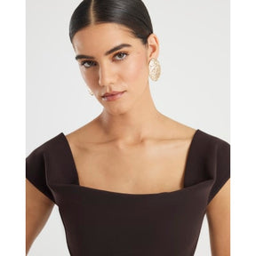 Brown Cowl neck Corset Top