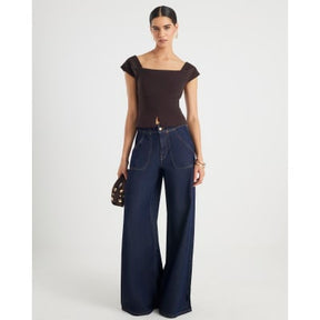 Brown Cowl neck Corset Top