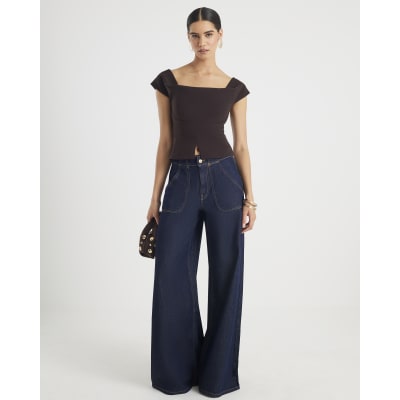 Brown Cowl neck Corset Top