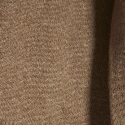 Brown Crew Neck Knitted Jumper